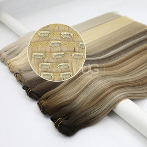 UGlamour 100% 천연 생모 이중 웨프트 헤어 익스텐션 클립형 탈모 없음 엉킴 없음 - Product Image 1