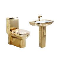 Inodoro Musulmán de Cerámica KD-03GPB, Color Dorado Brillante, con Asiento Redondo, Artículos Sanitarios de Alta Calidad de Chaozhou, Chapado en Oro