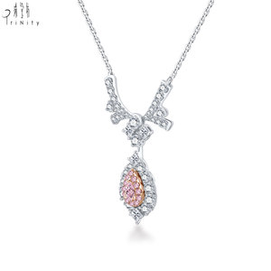Hong Kong Supplier Luxury Jewelry 18K <b>Solid</b> <b>Gold</b> Natural Fancy Pear Cut Pink Diamond <b>Pendant</b> Necklace For Women Engagement Gift - Product Image 3