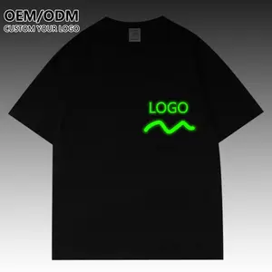 Флуоресцентная Светоотражающая футболка с графическим логотипом на заказ от производителя, 100% хлопковые футболки большого размера, мужские светящиеся в темноте футболки