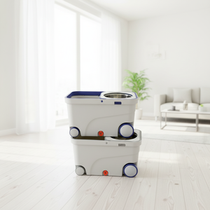 Ensemble serpillière rotative et seau en microfibre à double entraînement avec roues, système de nettoyage essoreur sans lavage à la main - Product Image 6