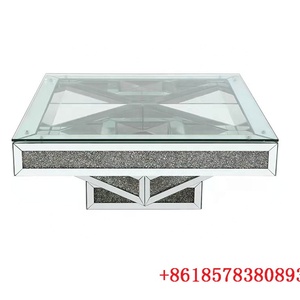 Mesa de centro con forma de diamante con incrustaciones de diamantes triturados, muebles para sala de estar, mesa de té, fábrica de vidrio, venta al por mayor, lujo, 1 pieza, precio más barato - Product Image 2