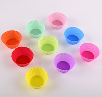 Moules à muffins ronds en silicone 11 couleurs, qualité alimentaire, pour gâteaux et biscuits, outils de cuisson antiadhésifs, 7 cm et 9 cm