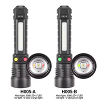 Lampe torche tactique rechargeable de type C à trois couleurs - Lampe torche multifonction avec indicateur intelligent et lampe LED latérale