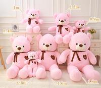 Ours en peluche géant personnalisé avec ruban de la Saint-Valentin en forme de cœur marron, jouet en peluche « Je t'aime », poupée animal en peluche, oreiller géant en forme d'ours