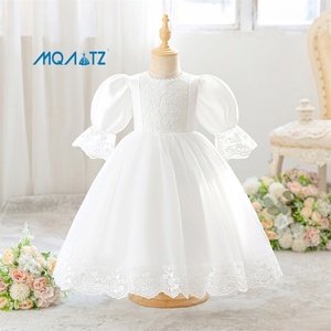 <span class=keywords><strong>Vestido</strong></span> <span class=keywords><strong>Blanco</strong></span> <span class=keywords><strong>de</strong></span> Princesa para Niñas, Cuello Redondo, <span class=keywords><strong>Vestido</strong></span> <span class=keywords><strong>de</strong></span> Boutique para Bautizo y Primera Comunión - Product Image 1