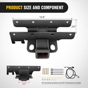 Kit de récepteur d'attelage de remorque Milight 2 pouces en acier allié thermolaqué pour Jeep Wrangler JK 4 portes 2007-2018 - Product Image 2