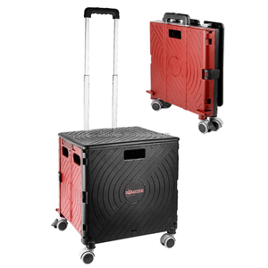 Chariot <span class=keywords><strong>de</strong></span> courses pliable portable en plastique avec 4 roues pivotantes à 360 degrés et plateau <span class=keywords><strong>de</strong></span> <span class=keywords><strong>rangement</strong></span> - Product Image 2