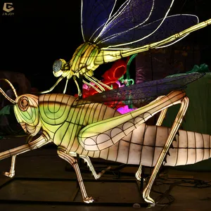 SGLF62กันน้ำโคมไฟผ้าไหมจีนตกแต่งแมลงตั๊กแตนเทศกาลโคมไฟ