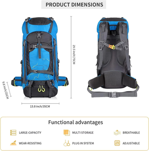 Sac de voyage de trekking de sport de plein air, sac à dos imperméable pour la randonnée, l'escalade en montagne, l'alpinisme, le camping - Product Image 2