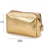 Trousse de maquillage à fermeture éclair grande capacité imperméable en cuir PU pour femme portable dorée brillante sac à maquillage pour femme sac cosmétique