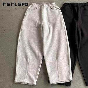 Individuell Anpassbare Schwere Baggy Jogginghose für Herren aus 100% Baumwoll-Fleece-Terry mit geradem, weitem Bein - Product Image 3