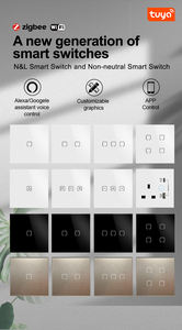 Interruptores de Pared Inteligentes <span class=keywords><strong>con</strong></span> <span class=keywords><strong>Pantalla</strong></span> Táctil de Plástico Estándar Europeo Tuya WiFi Zigbee <span class=keywords><strong>con</strong></span> Control por Voz de <span class=keywords><strong>Alexa</strong></span> y Google Home, Automatización del Hogar de 1 a 4 Vías - Product Image 2