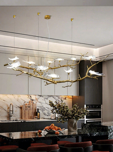 Lampada a Sospensione a Forma di Ramo in Rame per Ristorante, Bancone Bar Sala da Tè, Design Moderno, Lampada in Cristallo a Forma di Rondine in Stile Artistico Cinese - Product Image 4