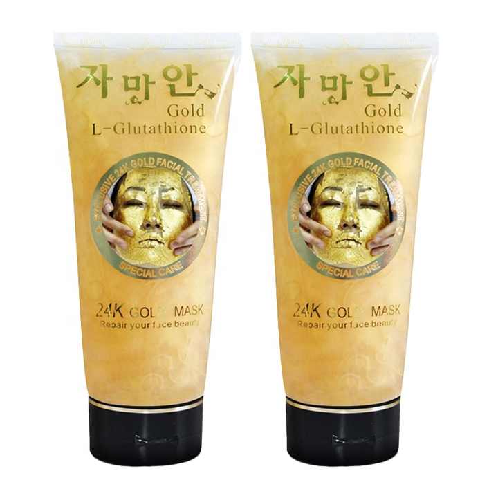 glutathione 24k gold tube Beauty Products Face Mask Collagen Gel Facial Mask Wholesale Private Label Gold Wash Off Gel Mask Skincare pH-Balanced Formula Capsule Count:30 Capsules Glutathione Niacinamide Body Lotion