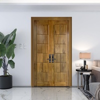 Porte en teck, porte de villa en bois massif de style chinois, porte double à ouverture double anti-effraction, portes extérieures, portes de sécurité pour maison