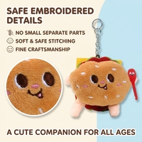 Porte-clés en peluche Kawaii Hamburger Prêt à expédier, Pendentif en peluche sur le thème de la nourriture, Breloque de sac, Accessoire visage souriant CE EN71 CPC