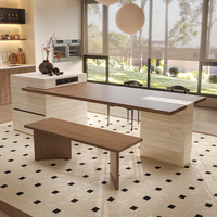 Table de salle à manger îlot en porcelaine effet bois, style designer, extensible et rétractable, sur mesure, pour usage domestique