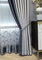 Cortinas de Lujo Azul Grisáceo de Estilo Chino Moderno con Alto Nivel de Sombreado para Sala de Estar, Estudio, Balcón, Ventanas y Decoraciones de Boda