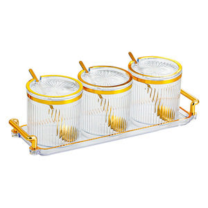 Juego de recipientes para especias con estante de almacenamiento, recipientes de vidrio herméticos para almacenamiento de condimentos de cocina, tapa de plástico tamaño M - Product Image 3