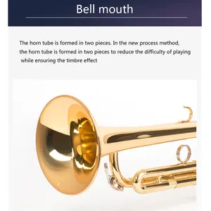 Trumpet Playing Instrument Beginner Bb Professional Band Trumpet Brass Instrument Lacquer Gold
