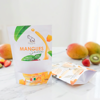 Sachet Doypack refermable de 100g pour mangue séchée en tranches, qualité alimentaire, avec fenêtre transparente