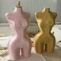 BBL Femme Courbes PU Buste Mannequin Grande Taille avec Or Corps et Robe Forme Vêtements Affichage Torse