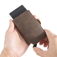 Dompet Kartu Kredit Tipis Sederhana Casekey Wholesale dengan Kotak Kartu Pop-up, Perlindungan RFID, Bahan PU, Tarjetero, Billetera