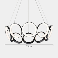 Lustre LED moderne de luxe, luminaire suspendu en métal argenté, lampe de plafond LED pour la décoration de la maison et du bureau