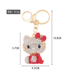 Bán Buôn Bling Bling Kim Cương Xin Chào KT Mèo Móc Khóa Món Quà Nhỏ Đồ Chơi Đầy Đủ Kim Cương Rhinestone Vòng Chìa Khóa Kawaii Móc Chìa Khóa - Product Image 2