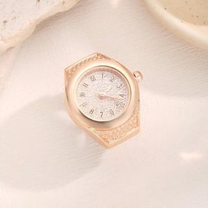 Modische Glitzernde Verlobungs- und Hochzeitsuhren-Ringe Niedliche Fingeruhren Gold-Silber-Stil Flexibles Dehnbares Stahlband Eleganter Diamant - Product Image 5