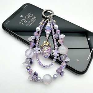 Chaîne de téléphone en cristal exquis, style multi-perles, bracelet en perles - Product Image 6