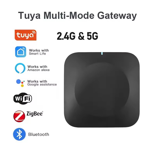 Tuya Zigbee for Gateway 2.4G/5G Dual-Band Multi-Mode WiFi Smart Gateway Hub Supports 128 Sub-Devices Works Tuya Smart Life