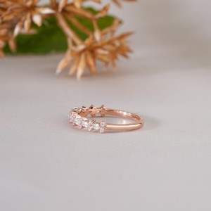 Rose Gold Diamond Minimalist <b>Thin</b> Band <b>Ring</b> for Women Elegant Wedding Engagement Daily Wear Fine Jewelry Gift - Product Image 3