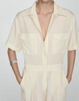 Vente chaude Street Style Lady Combinaison Formelle Col Écarté Poches Zip Revers Jambe Large Femmes Combinaison