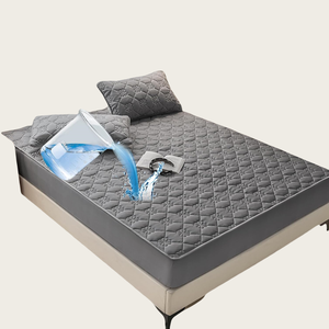 100% Waterproof Jacquard <b>Bed</b> Mat Protector Anti-Bacteria Machine Washable Quilted Pattern Polyester-Cotton Blend King Queen - Product Image 1