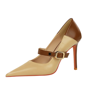 1198-2 BIGTREE Zapatos de Tacón Ultra Alto Delgados para Mujer, Estilo Retro Europeo Americano, Parte Superior de Cuero Genuino Resistente, Verano Otoño - Product Image 1