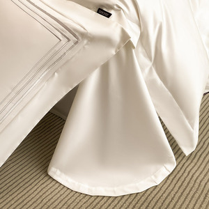 Luxury 100%Egyptian Cotton <strong>Duvet</strong> Cover Bed Sheet PillowcasesDouble Queen King 4Pcs Embroidery Cotton White Hotel Bedding Set - Product Image 4