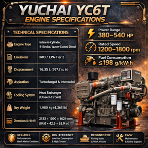 <span class=keywords><strong>Moteur</strong></span> diesel marin Yuchai YC6T 380-540 <span class=keywords><strong>CV</strong></span> pour bateaux de pêche et navires de travail - Product Image 2