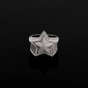 Nuovo anello Hip Hop a cinque stelle argento ghiacciato con zirconi cubici da uomo gioielli da festa a cinque punte per gioielli da uomo - Product Image 6
