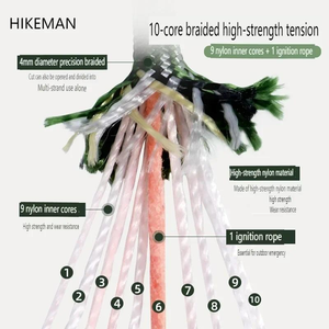 เชือกพาราคอร์ดสะท้อนแสงสำหรับใช้งานกลางแจ้ง 50/100 ฟุต 750 เชือกไนลอน <span class=keywords><strong>4</strong></span> มม. แกน 9 เส้น สายจุดระเบิดประเภท III 15 ม./30.5 ม. เชือกสำหรับตั้งแคมป์และกันลม - Product Image 3