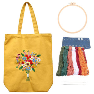 Sac fourre-tout écologique brodé à la main pour femmes, sac fourre-tout en toile fleuri fait main, 100% personnalisé, broderie à la main, nouveau design, sur mesure - Product Image 1