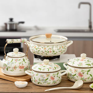 Marmite à soupe émaillée à double anse de 18/20/24/26 cm, de qualité alimentaire, épaissie, avec couvercle en verre, pour usage domestique - Product Image 5