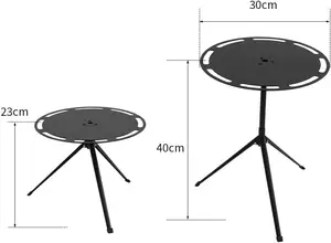 NPOT 2023 New Design Mini Camp Table Portable Outdoor Folding Table Aluminium Round Desktop Triangle Support Table