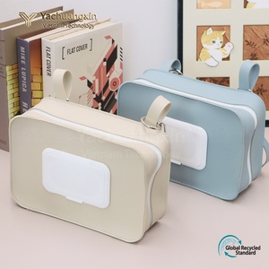 Bolsa de almacenamiento de toallitas húmedas de cuero sintético con tapa abatible, estuche de viaje portátil para limpieza e higiene personal, uso en todas las estaciones - Product Image 4