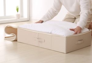 Boîte de <span class=keywords><strong>rangement</strong></span> <span class=keywords><strong>plate</strong></span> pliable carrée en non-tissé, grande et moderne, pour sous le lit, pour usage domestique, pour vêtements et couettes, transfrontalière - Product Image 2