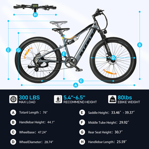 Bicicleta Eléctrica Paselec GS9 de 27.5 Pulgadas con Doble Suspensión, Disponible en Almacén de la UE - Product Image 6