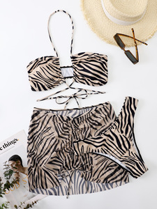 Maillot de bain triangle sexy pour femme, ensemble 3 pièces avec jupe, col en U, élégant, tenue de <span class=keywords><strong>plage</strong></span>, biquini - Product Image 6