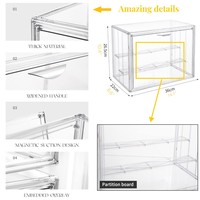 Vitrine d'exposition en acrylique avec porte magnétique et 2 étagères amovibles, meuble de rangement de bureau pour figurines de collection