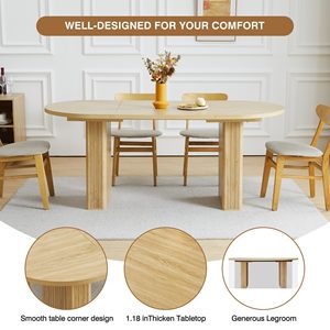 Table à manger ovale moderne en bois extensible SENYU, 6 places, style scandinave, meubles pour la maison - Product Image 3